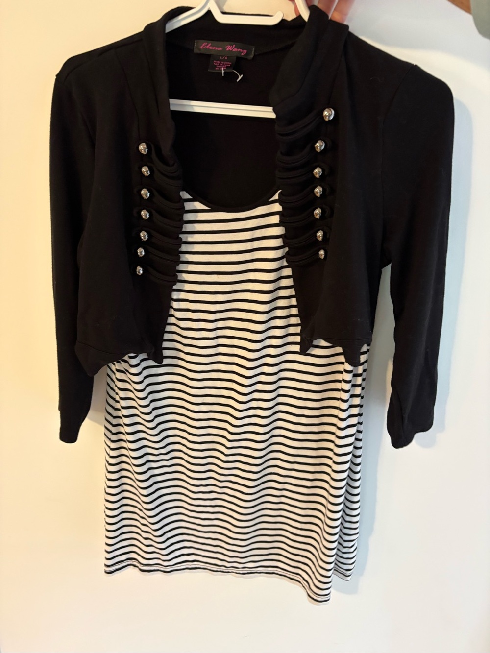 Black Cropped Bolero with Black & White Striped Tank